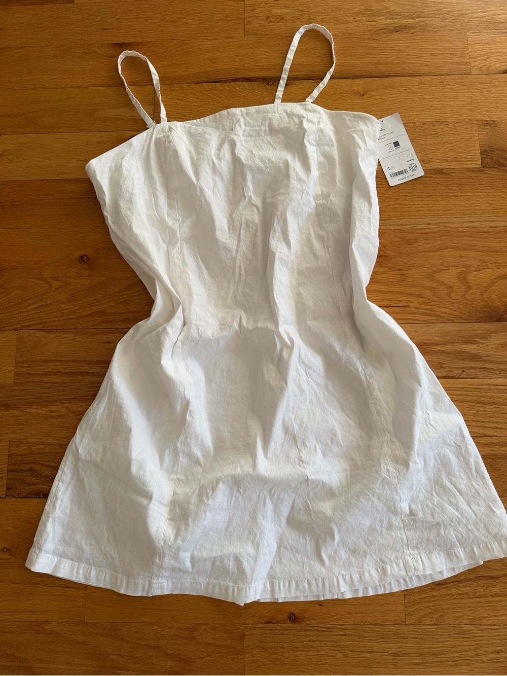 Athleta White Cotton Spaghetti-Strap Mini Dress